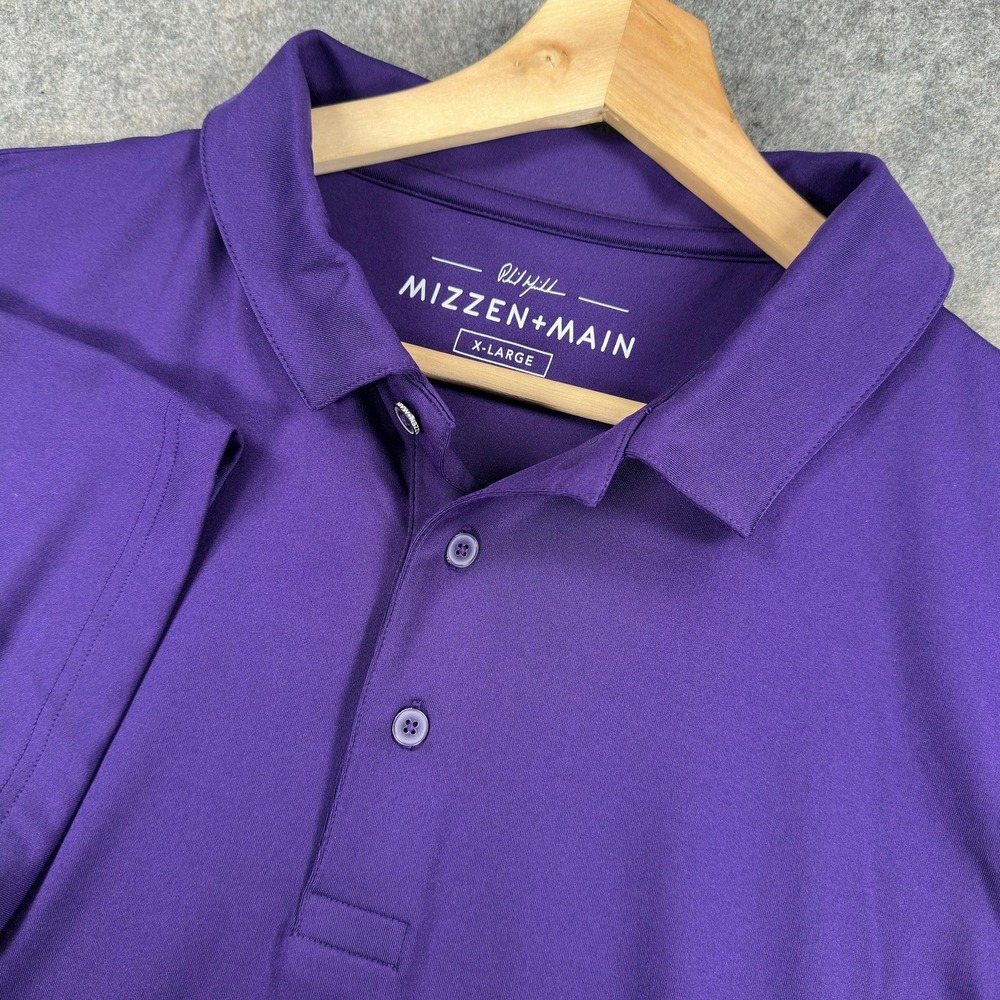 Mizzen +‎ Main Polo Shirt Mens XL Purple Phil Mickelson Solid Athletic Golf